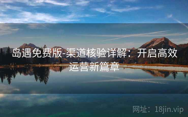 岛遇免费版-渠道核验详解：开启高效运营新篇章