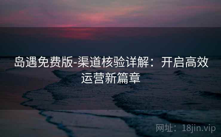 岛遇免费版-渠道核验详解：开启高效运营新篇章